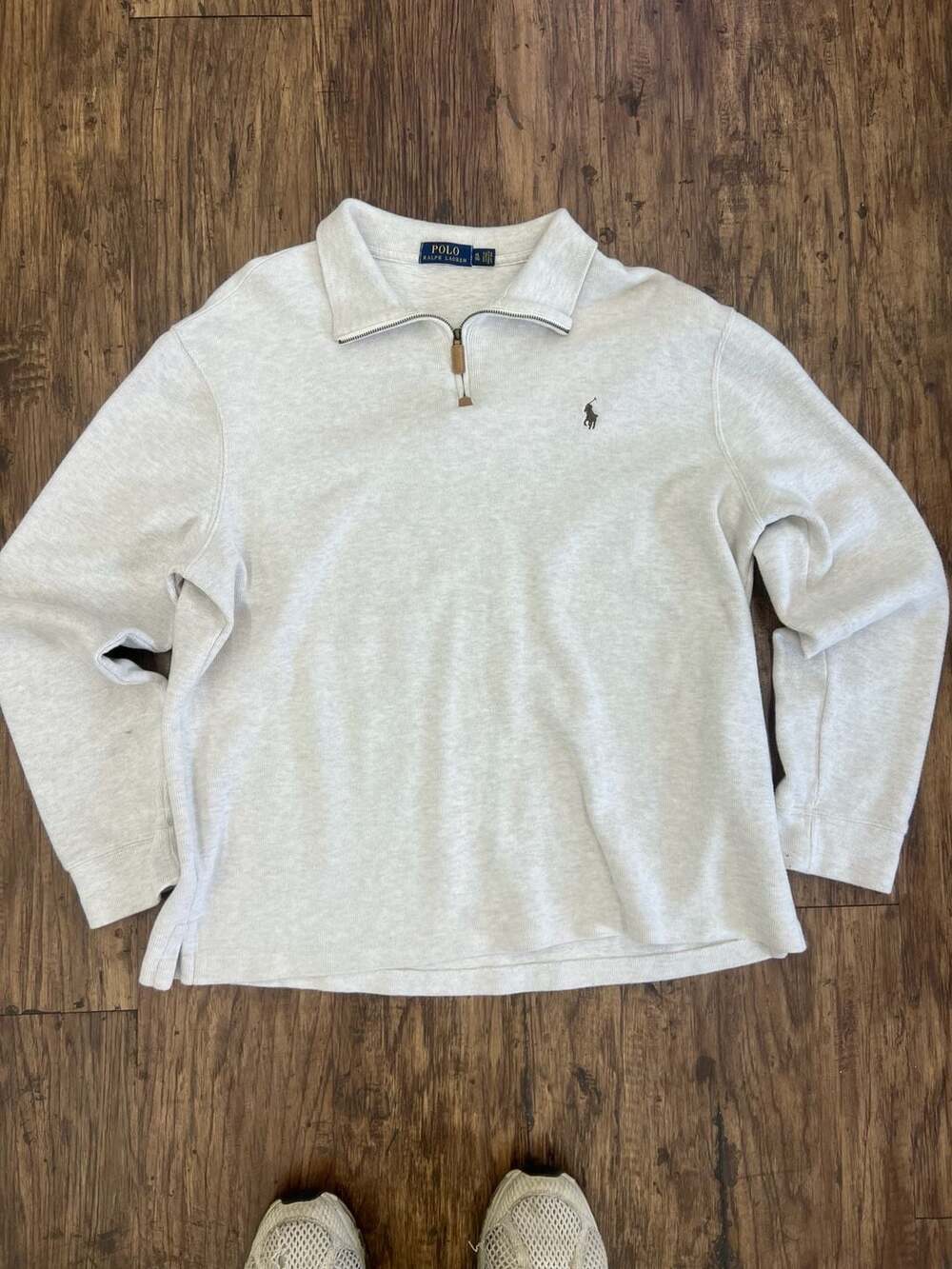 Polo Ralph Lauren Quarter Zip Knit Sweater Cream Heather Beige Men's XL